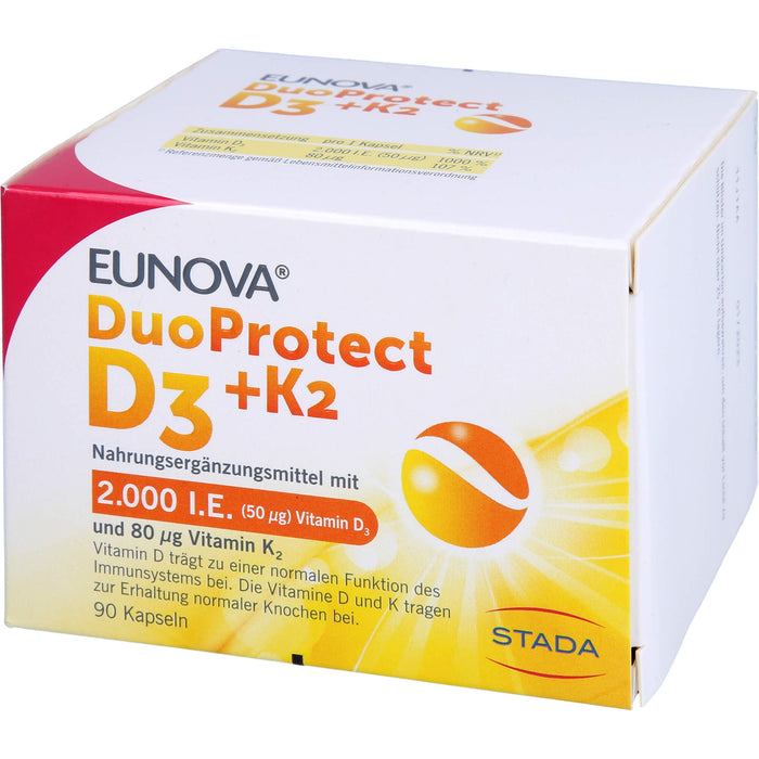 EUNOVA DuoProtect D3 + K2 Kapseln, 90 St. Kapseln