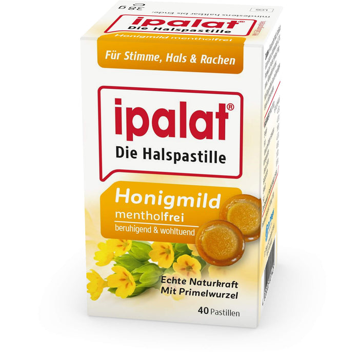 ipalat Halspastillen honigmild mentholfrei, 40 St. Pastillen