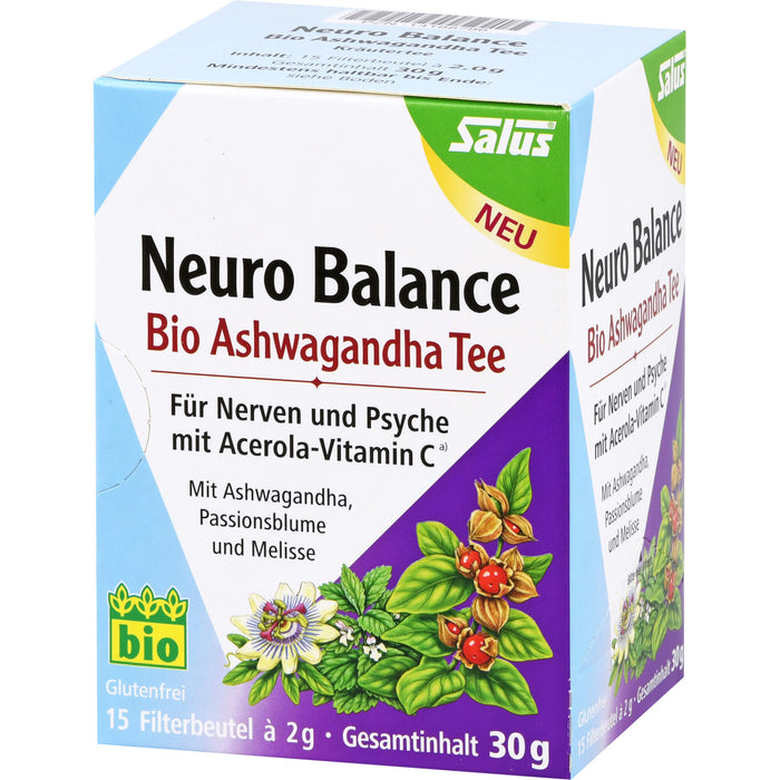 Salus Neuro Balance Bio Ashwagandha Tee für Nerven und Psyche, 15 pc Thé