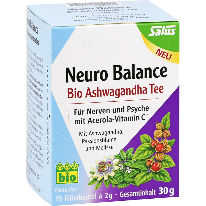 Salus Neuro Balance Bio Ashwagandha Tee für Nerven und Psyche, 15 pc Thé