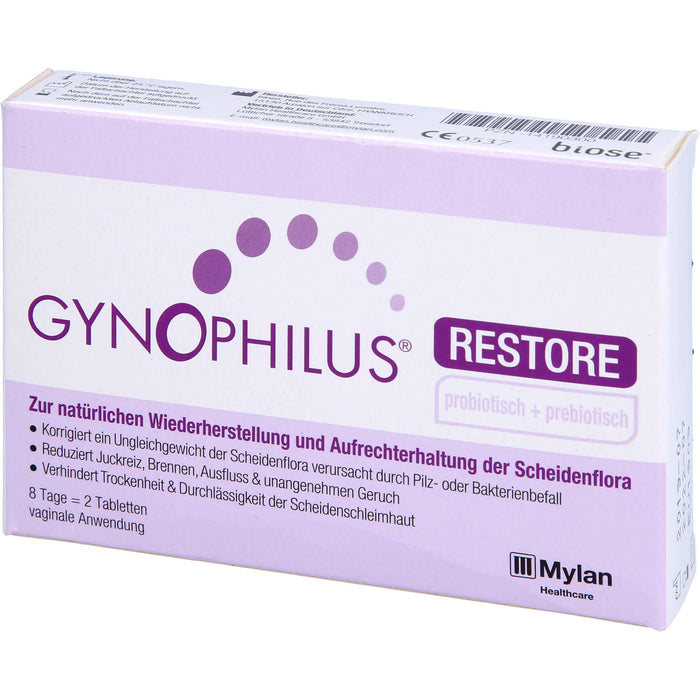 Gynophilus restore Tabletten zur akuten Wiederherstellung und Aufrechterhaltung der physiologischen Scheidenflora, 2 pcs. Tablets