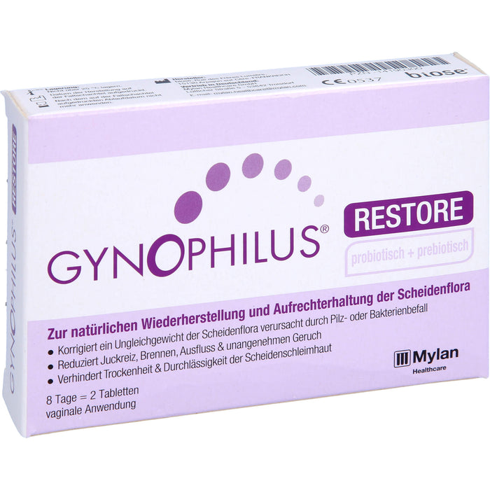 Gynophilus restore Tabletten zur akuten Wiederherstellung und Aufrechterhaltung der physiologischen Scheidenflora, 2 pc Tablettes