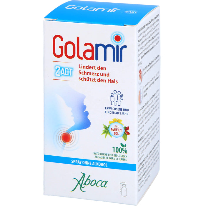 Aboca Golamir 2Act Spray ohne Alkohol lindert den Schmerz und schützt den Hals, 30 ml Solution