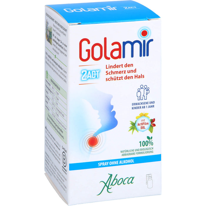 Aboca Golamir 2Act Spray ohne Alkohol lindert den Schmerz und schützt den Hals, 30 ml Solution