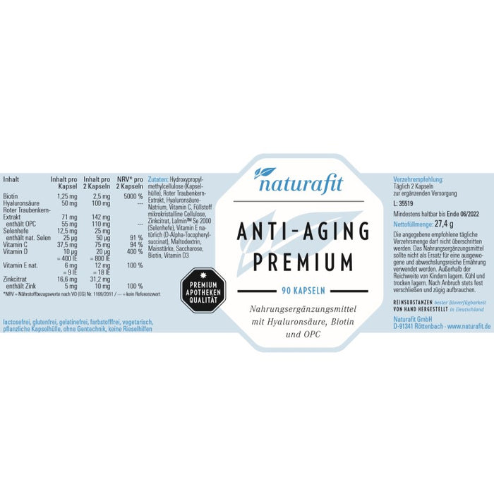 naturafit Anti Aging Premium Kapseln, 90 pc Capsules