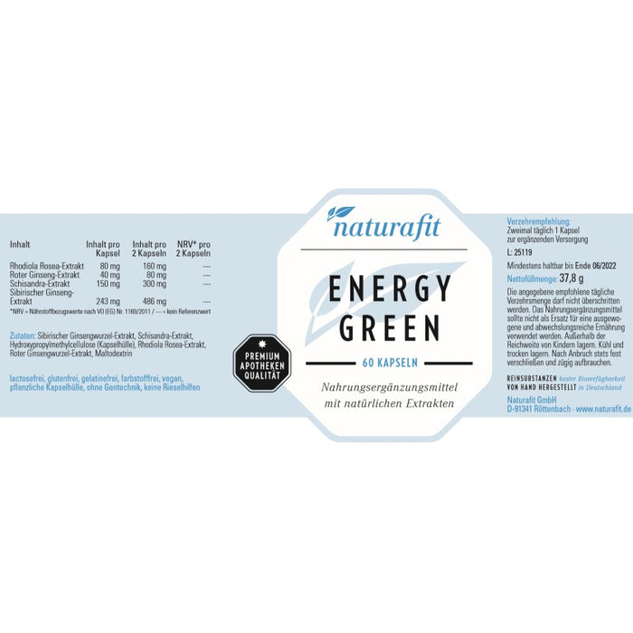 naturafit Energy Green Kapseln, 60 pc Capsules