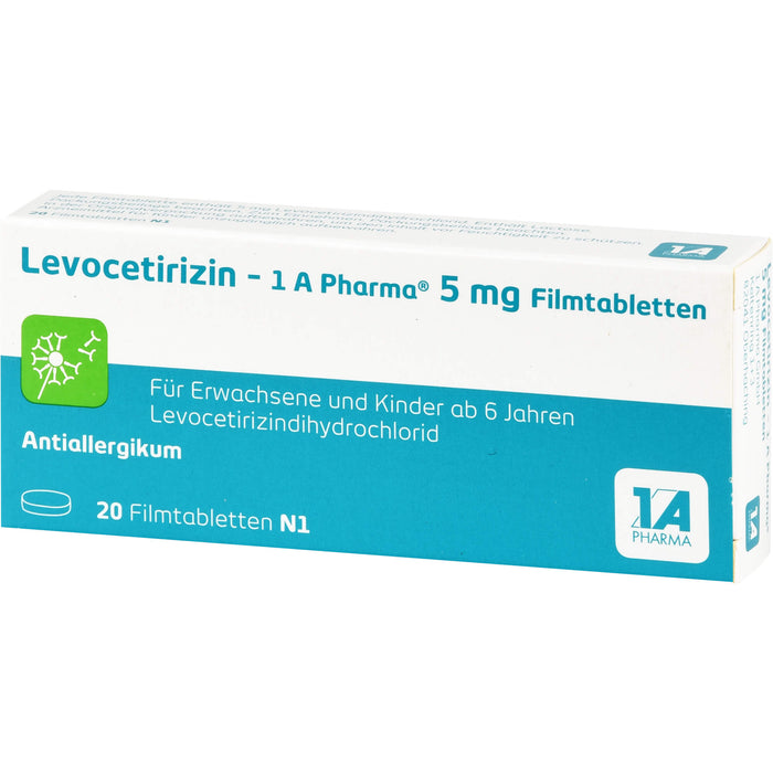 1 A Pharma Levocetirizin  5 mg Filmtabletten bei Allergien, 20 pcs. Tablets