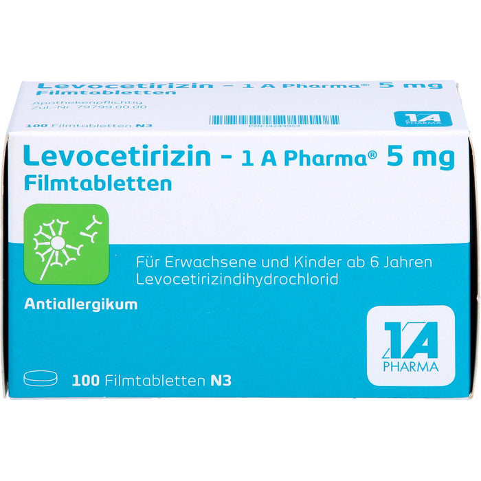 1 A Pharma Levocetirizin 5 mg Filmtabletten bei Allergien, 100 pcs. Tablets