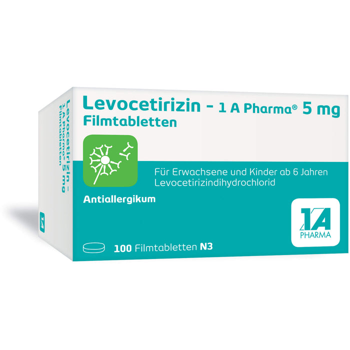 1 A Pharma Levocetirizin 5 mg Filmtabletten bei Allergien, 100 pc Tablettes