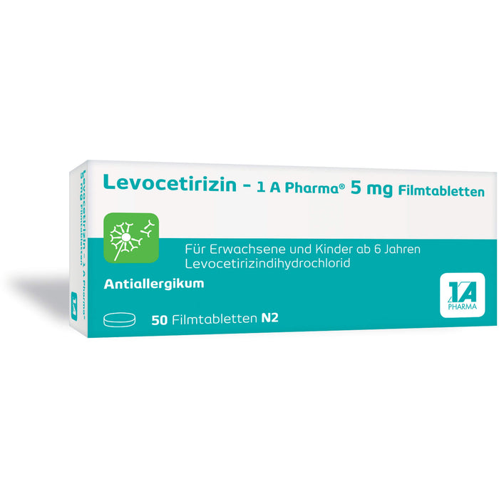 1 A Pharma Levocetirizin 5 mg Filmtabletten bei Allergien, 50 St. Tabletten