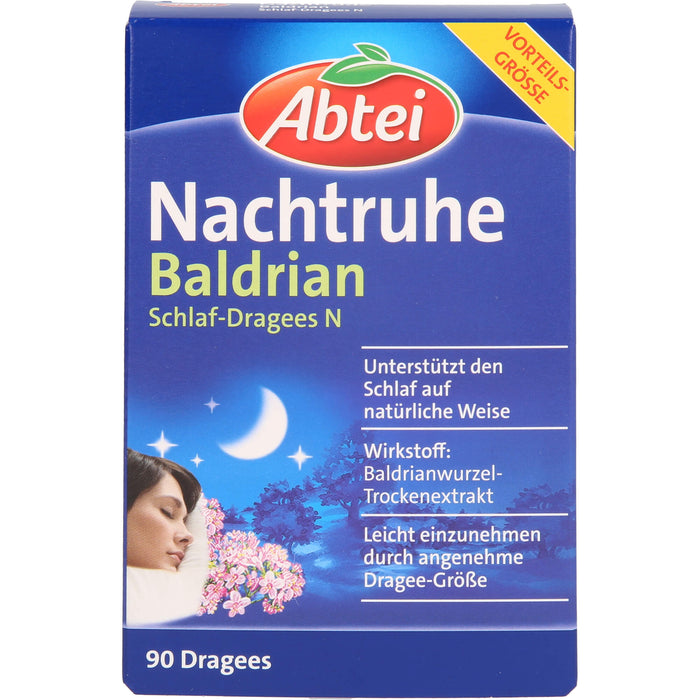 Abtei Nachtruhe Baldrian Schlaf-Dragees N zur Förderung von Entspannung und Schlaf, 90 pcs. Dragées