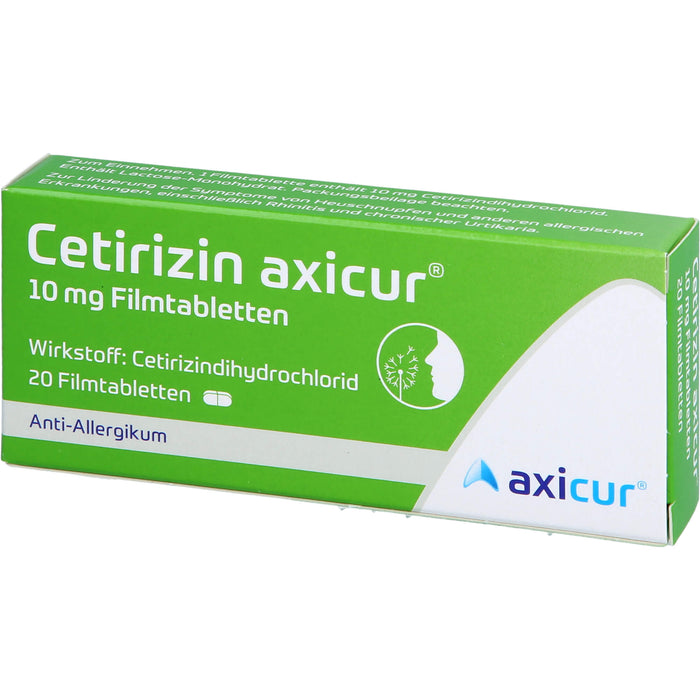 Axicur Cetirizin 10 mg Filmtabletten bei Allergien, 20 pcs. Tablets