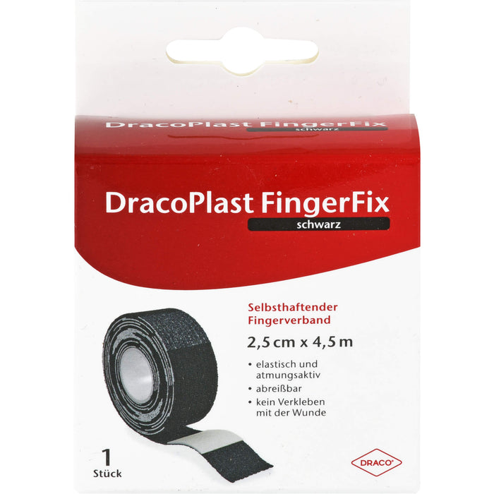 DracoPlast FingerFix 2,5 cm x 4,5 m selbsthaftender Fingerverband schwarz, 1 pc Pansement