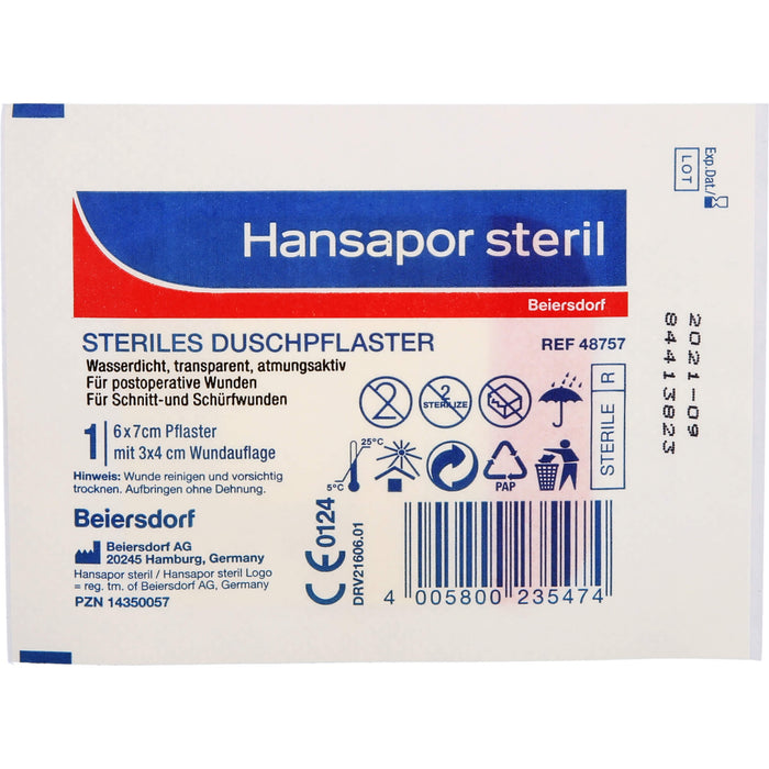 Hansapor steril Duschpfl 6x7cm, 1 pcs. Patch