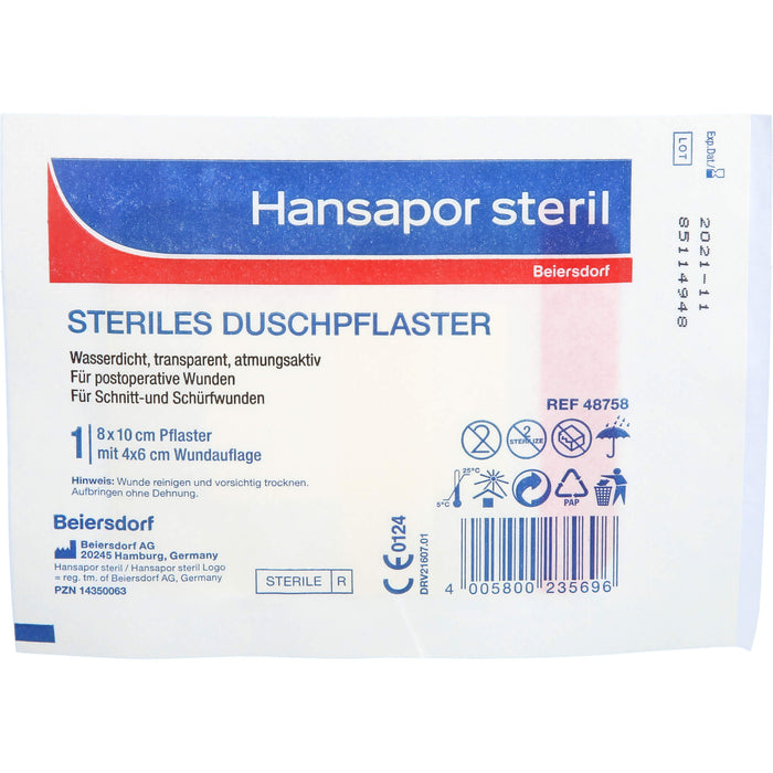 Hansapor steril Duschpfl 8x10cm, 1 pc Pansement