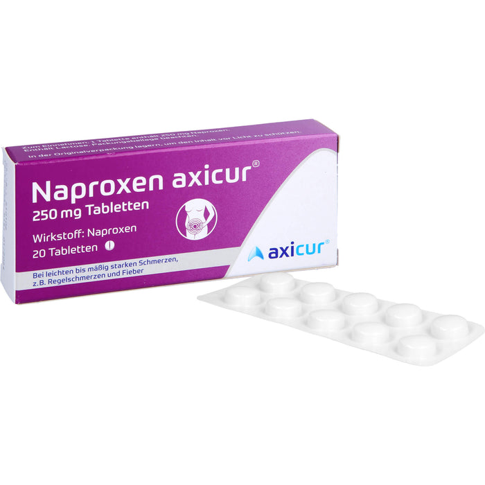 Naproxen axicur 250 mg Tabletten bei Schmerzen oder Fíeber Reimport axicorp, 20 St. Tabletten