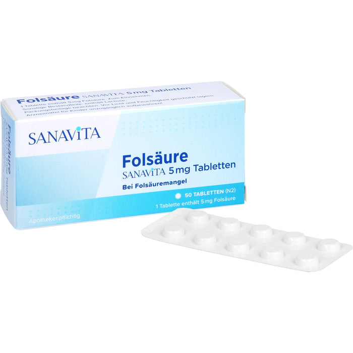 SANAVITA Folsäure 5 mg Tabletten, 50 pcs. Tablets