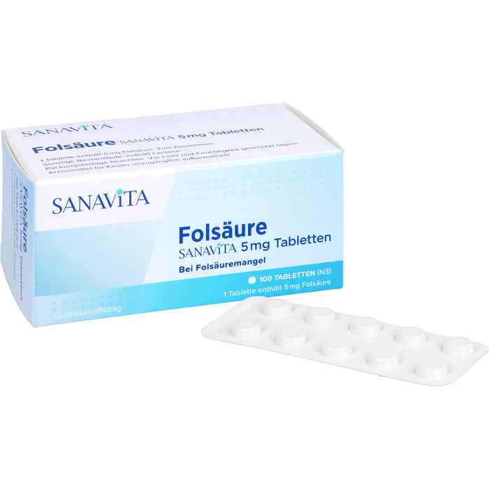 Folsäure Sanavita 5 mg Tabletten, 100 pc Tablettes