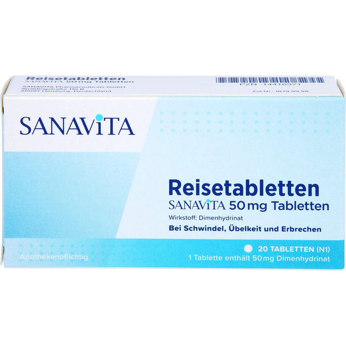 Reisetabletten Sanavita 50 mg Tabletten, 20 pc Tablettes