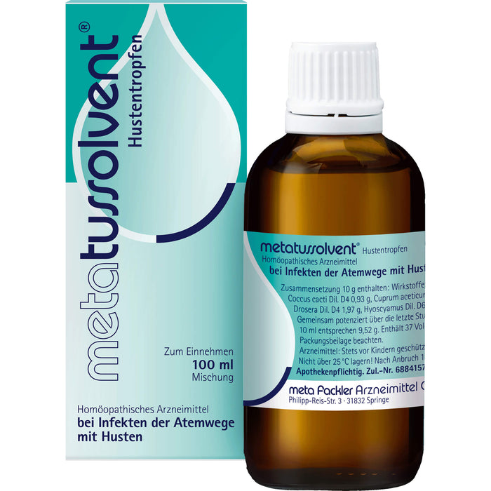 Metatussolvent Hustentropfen bei Infekten der oberen Atemwege mit Husten, 100 ml Solution