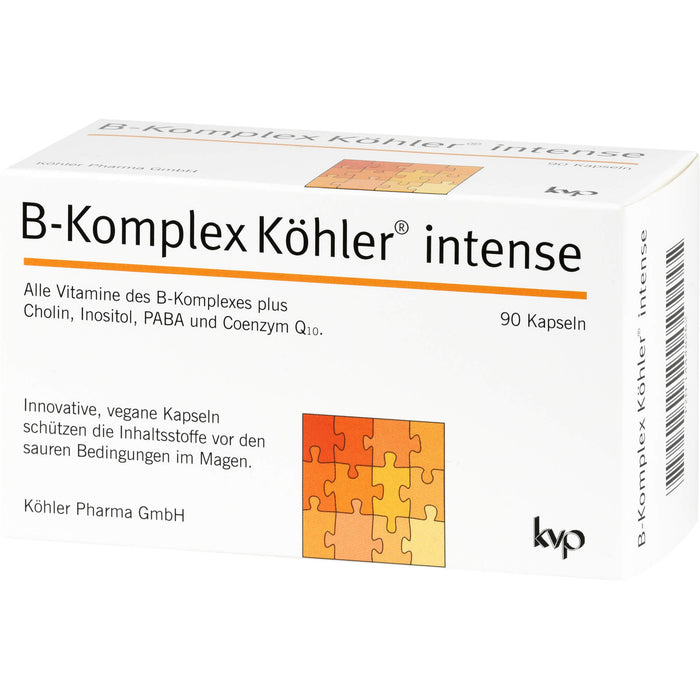 B-Komplex Köhler intense Kapseln schützt die Inhaltsstoffe vor den sauren Bedingungen im Magen, 90 pcs. Capsules