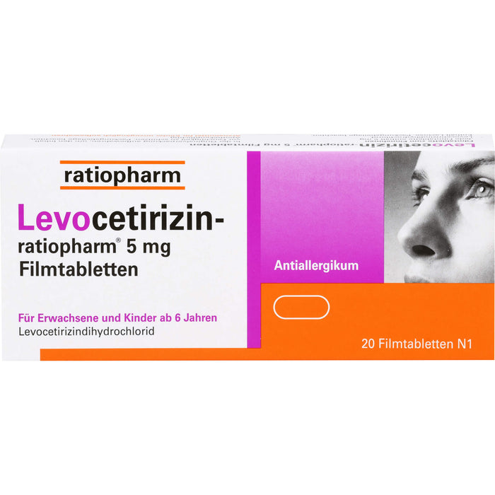 Levocetirizin-ratiopharm 5 mg Filmtabletten Antiallergikum, 20 pc Tablettes