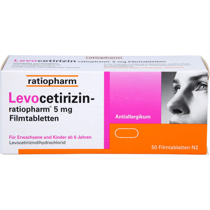 Levocetirizin-ratiopharm 5 mg Filmtabletten Antiallergikum, 50 pcs. Tablets