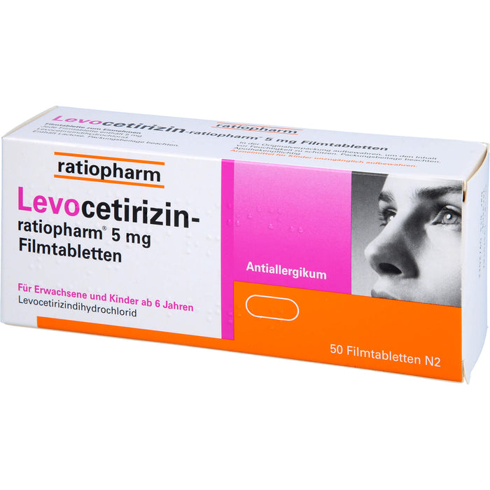 Levocetirizin-ratiopharm 5 mg Filmtabletten Antiallergikum, 50 pc Tablettes