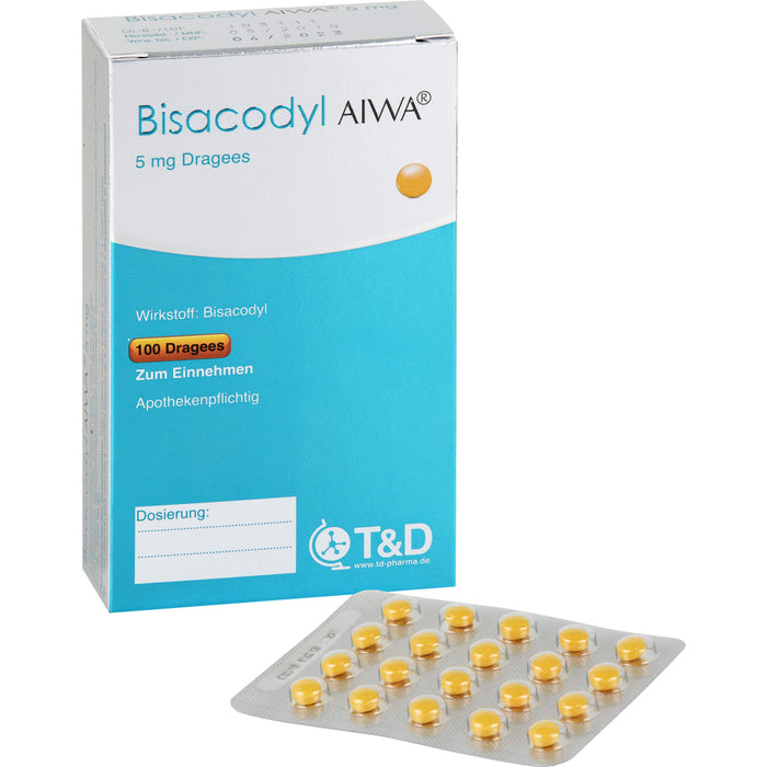 Bisacodyl AIWA 5 mg Dragees bei Verstopfungen, 100 St. Dragees