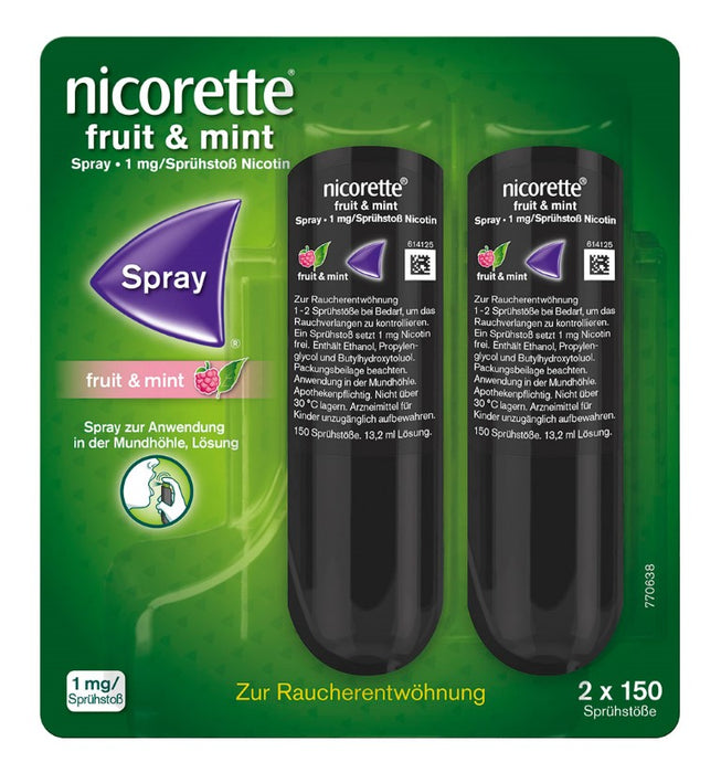 nicorette fruit & mint Spray zur Anwendung in der Mundhöhle, 2 pcs. Spray