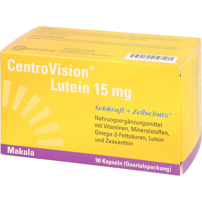 CentroVision Lutein 15 mg Kapseln Sehkraft + Zellschutz, 90 pcs. Capsules