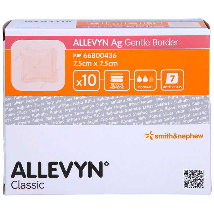 ALLEVYN Ag Gentle Border 7,5x7,5 cm Wundverband, 10 St VER