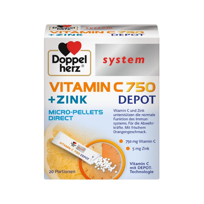 Doppelherz system Vitamin C 750 Depot + Zink Granulat, 20 pcs. Sachets