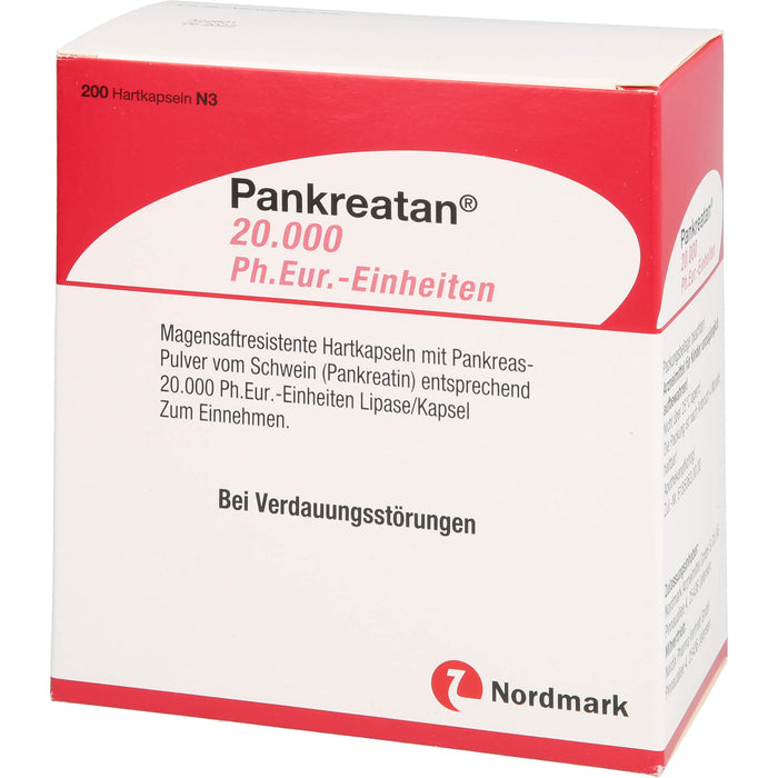 Pankreatan 20.000 Ph.Eur.-Einheiten, Magensaftresistente Hartkapseln, 200 St HKM