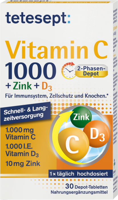 tetesept Vitamin C 1000+Zink+D3, 30 St TAB