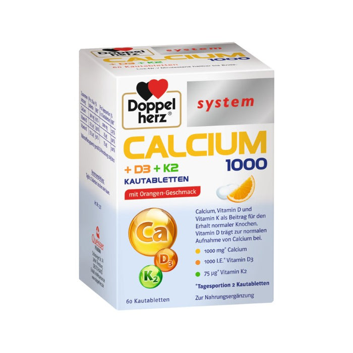 Doppelherz Calcium 1000+D3+K2 system, 60 pc Tablettes