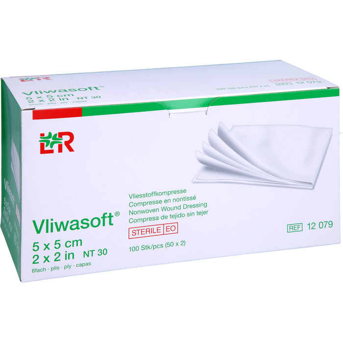 Vliwasoft Vliesstoffkompressen 5 x 5 cm steril, 100 pc Compresses