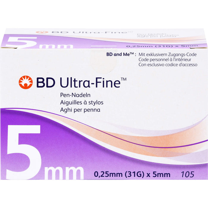 BD ULTRA-FINE Pen-Nadeln 0,25 mm (31G) x 5 mm, 105 pcs. Cannulas