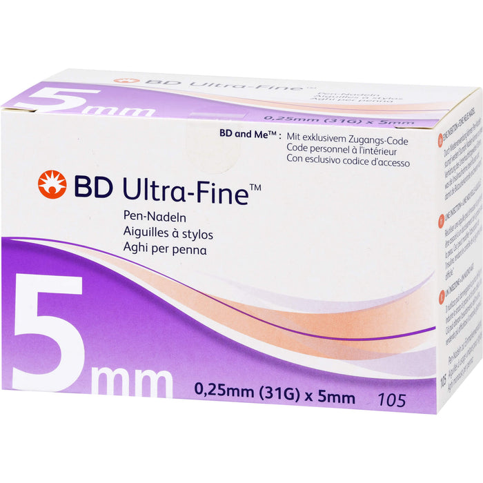 BD ULTRA-FINE Pen-Nadeln 0,25 mm (31G) x 5 mm, 105 pcs. Cannulas