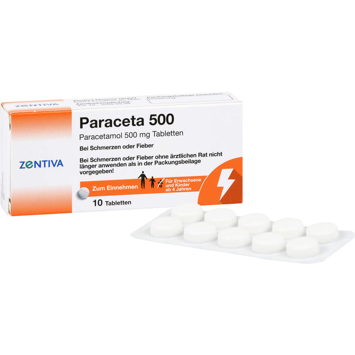 Zentiva Paraceta 500 Tabletten bei Schmerzen und Fieber, 10 pc Tablettes