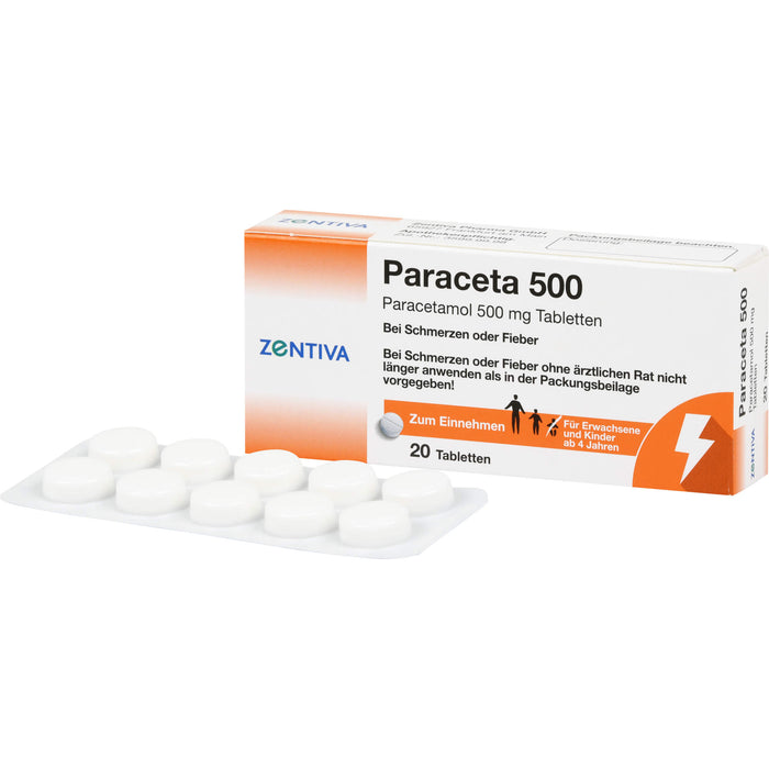 Zentiva Paraceta 500 Tabletten bei Schmerzen und Fieber, 20 pc Tablettes