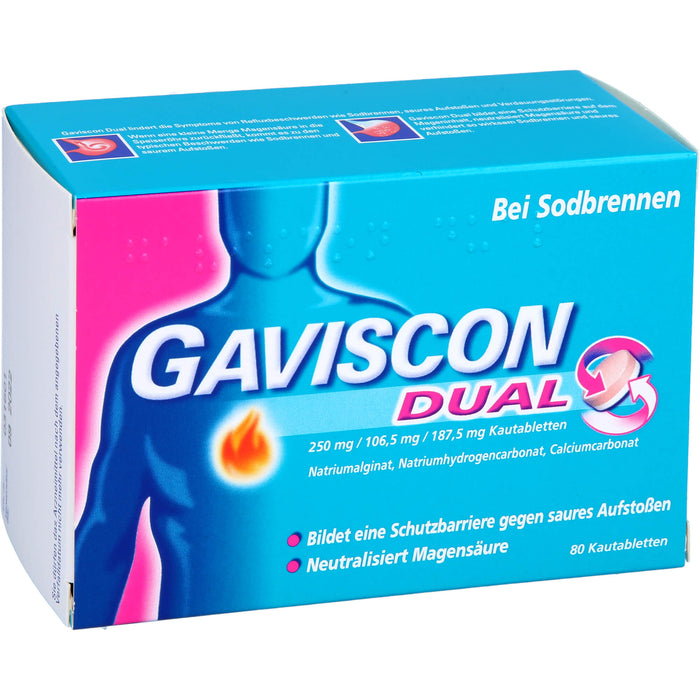 GAVISCON Dual Kautabletten bei Sodbrennen, 80 pcs. Tablets