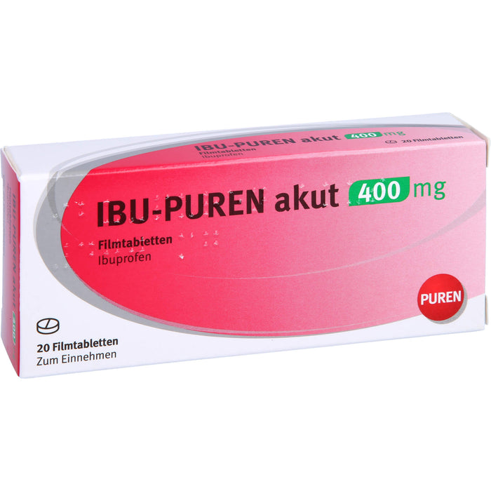 PUREN Ibu akut 400 mg Filmtabletten bei Schmerzen und Fieber, 20 pcs. Tablets