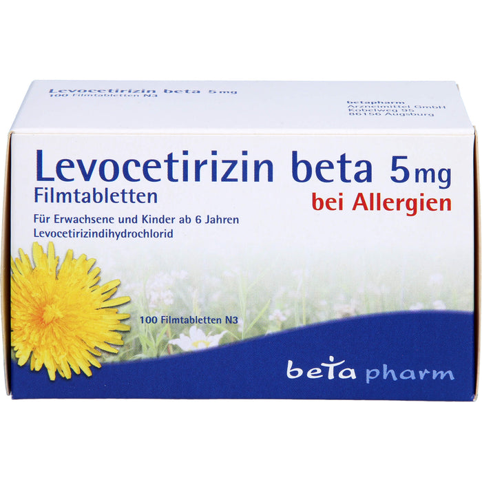 Levocetirizin beta 5 mg Filmtabletten bei Allergien, 100 pcs. Tablets