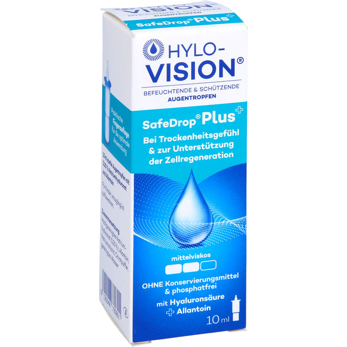 HYLO-VISION SafeDrop Plus befeuchtende & schützende Augentropfen, 10 ml Lösung