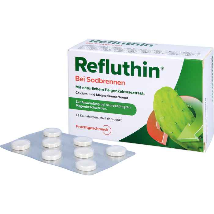 Refluthin Kautabletten bei Sodbrennen Frucht, 48 St. Tabletten