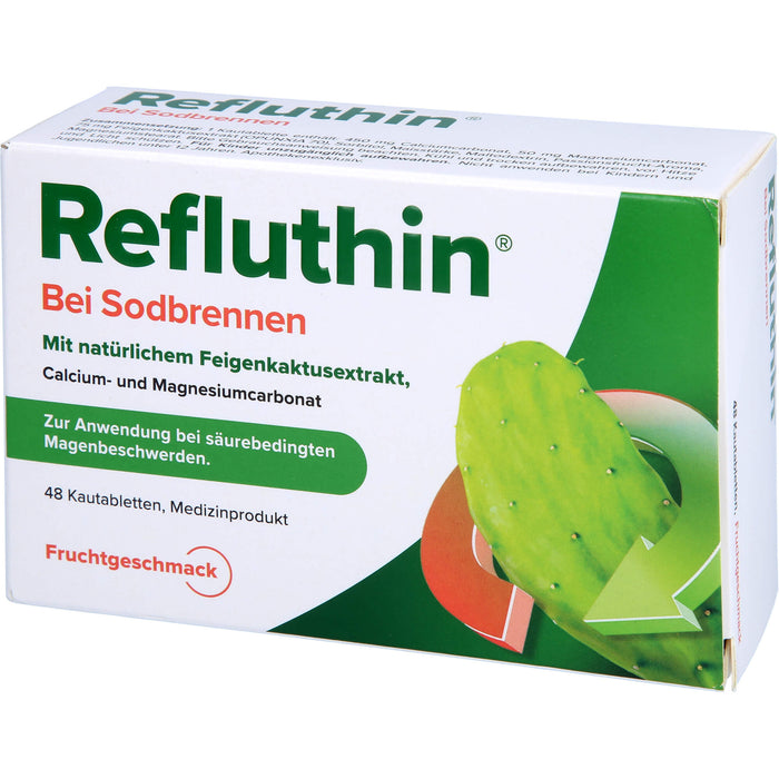 Refluthin Kautabletten bei Sodbrennen Frucht, 48 pc Tablettes