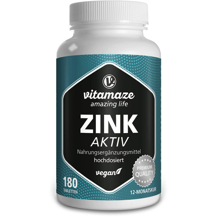 Zink Aktiv 25mg Vegan, 180 St TAB