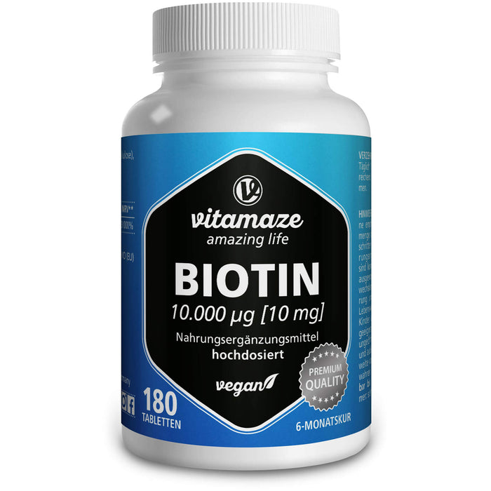 Vitamaze Biotin 10 mg hochdosiert Tabletten, 180 pc Tablettes