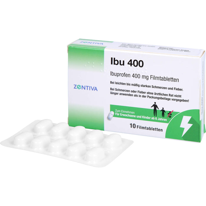 ZENTIVA Ibu 400 mg Filmtabletten bei Schmerzen und Fieber, 10 pc Tablettes